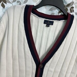 Brooks Brothers Men's Tennis Cardigan Cable Knit Button White Size M